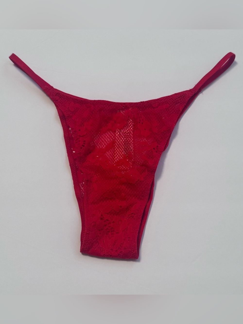 Victoria's Secret Red Lace Brazilian Panty With Mesh Heart Cut Out Size Medium